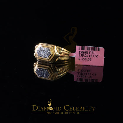 DiamondCelebritees 925 Sterling Yellow Silver 0.39ct Cubic Zirconia Hexagon Men Ring Size 9