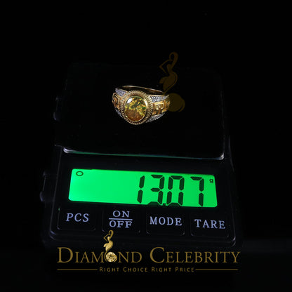 DiamondCelebritees 8.10ct Yellow Silver Oval Cubic Zirconia Men Adjustable Ring From SZ 9 to 11