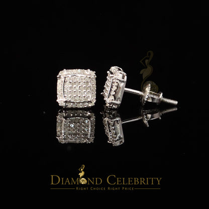 DiamondCelebritees 0.25ct Diamond 925 stud Sterling Silver White Square Earring For Men / Women