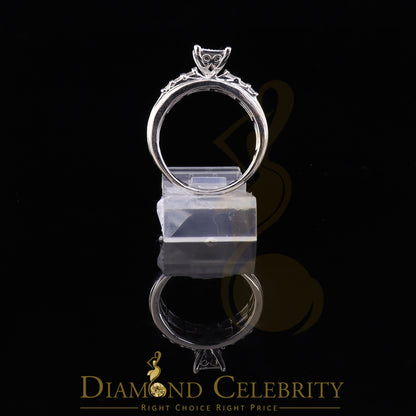 DiamondCelebritees 0.25ct Real Diamond 925 Sterling White Silver Shine Womens Square Ring SZ 7