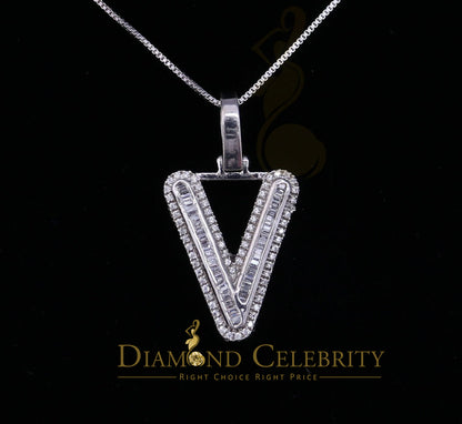 DiamondCelebritees White Bugutte Initial All Alphabet Sterling Silver Pendant with Cubic Zirconia