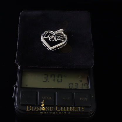DiamondCelebritees  Real 0.15ct Diamond Sterling Silver LOVE HEART White Charm Necklace Pendant