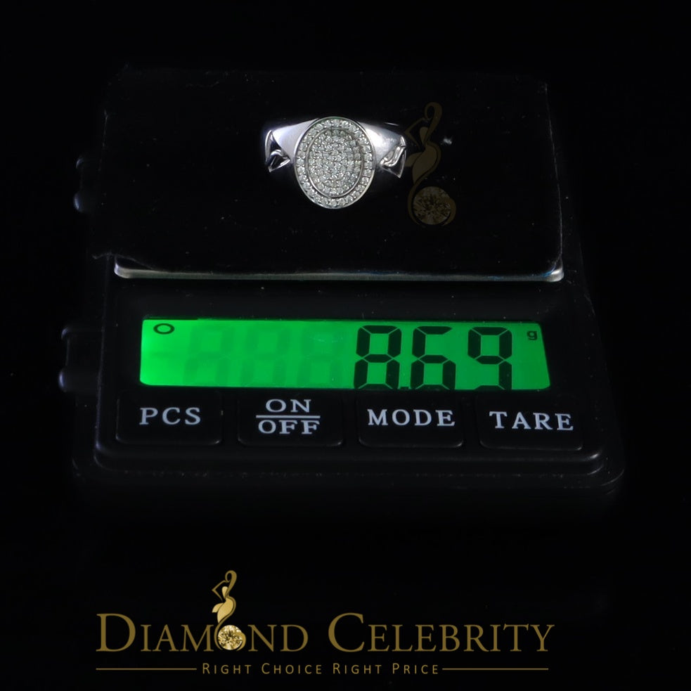 DiamondCelebritees 925 Silver White 1.50ct Cubic Zirconia Wide Oval Engagement Men's Ring Size 11