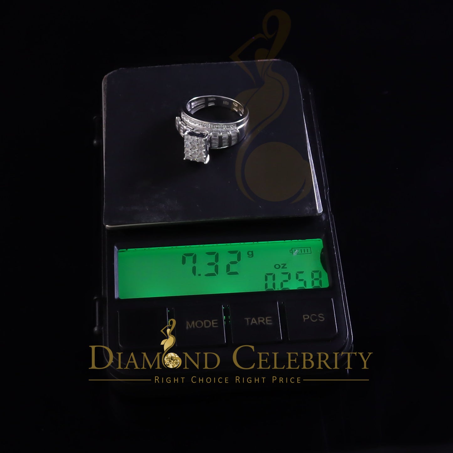 DiamondCelebritees 925 White Sterling Silver Cubic Zirconia 2.80ct Cinderella Womens Ring Size 7