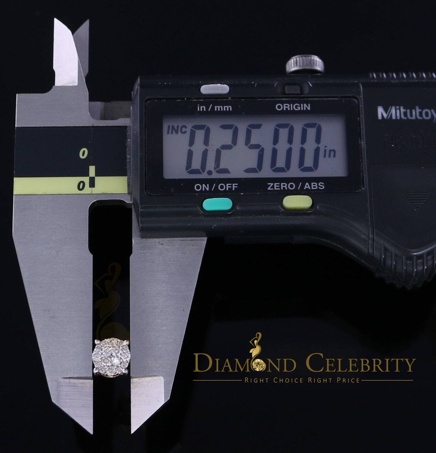 DiamondCelebritees 0.50CT Real Diamond 10K Real Yellow Gold Men's/Women's Stud Round Earring