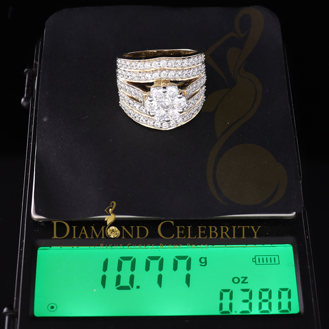 DiamondCelebritees Women's 6.00ct. Cubic Zirconia 925 Yellow Sterling Silver Floral Ring Size 8