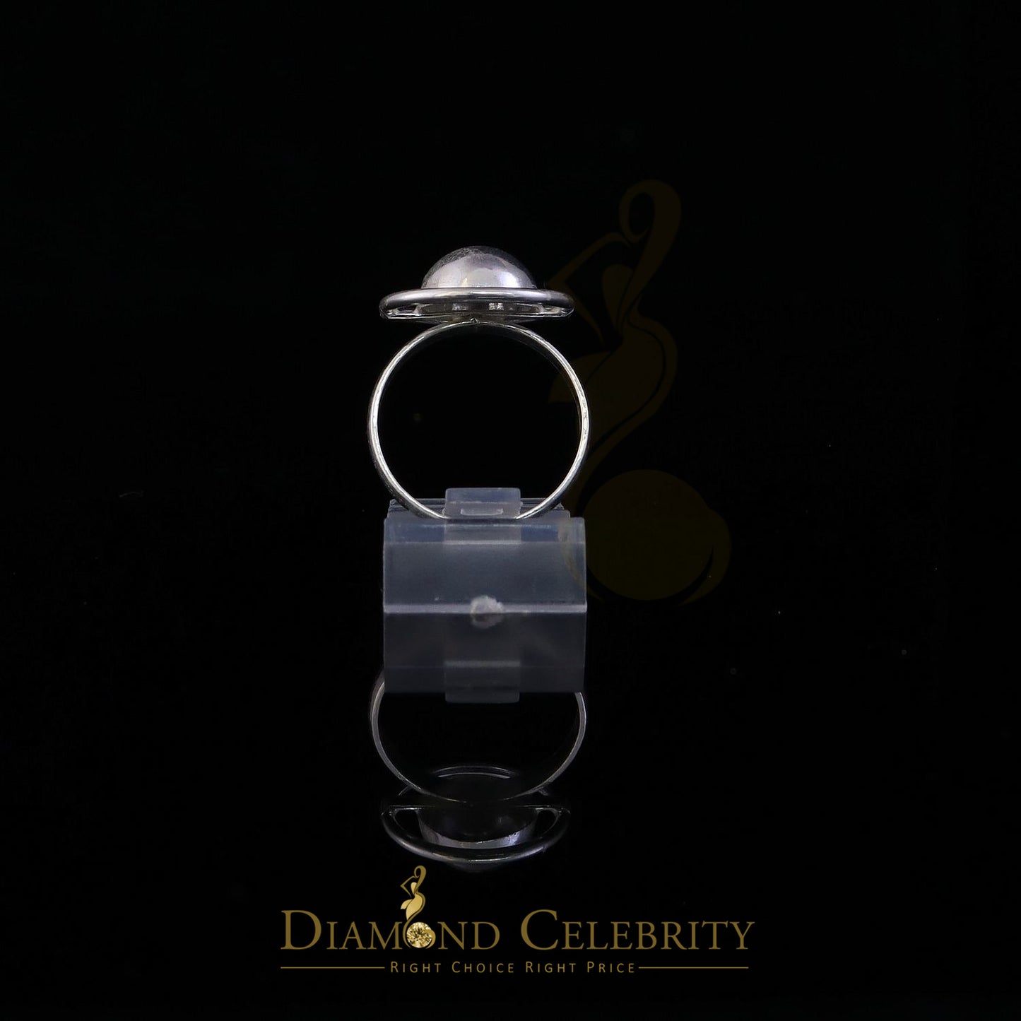 DiamondCelebritees White 925 Sterling Silver Solid Ball Women's Ring SZ 7