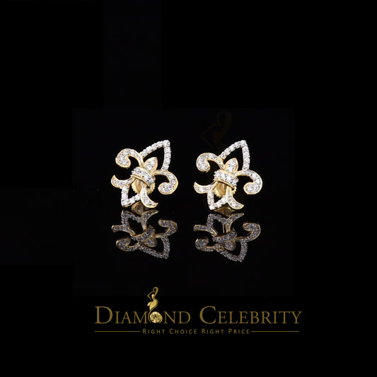 DiamondCelebritees  925 Yellow Silver 0.60ct Cubic Zirconia Fleur de Lis Screw Back Women's Earrings