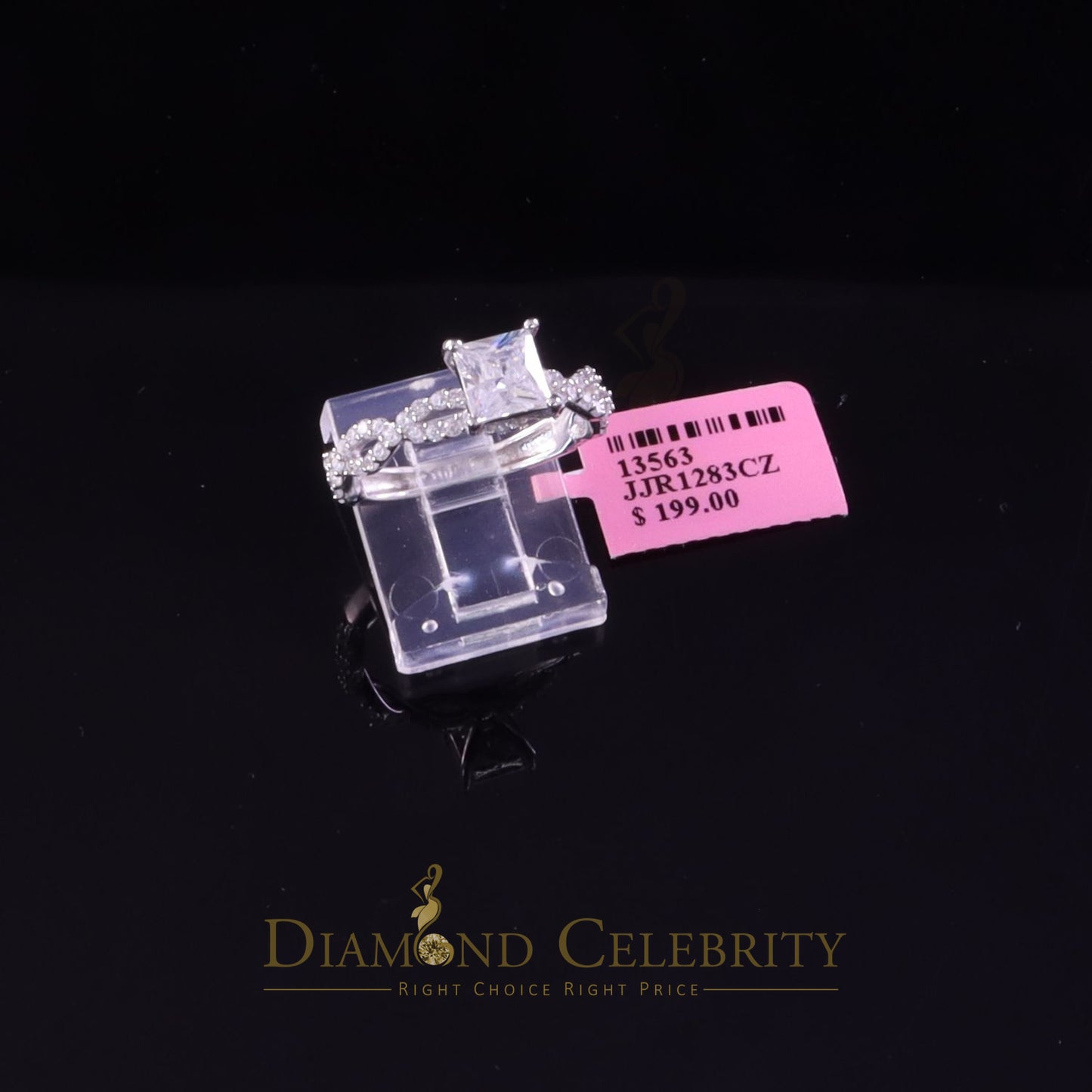 DiamondCelebritees 1.66 ct Cubic Zirconia White 925 Sterling Silver Womens Engagement Ring Size 7