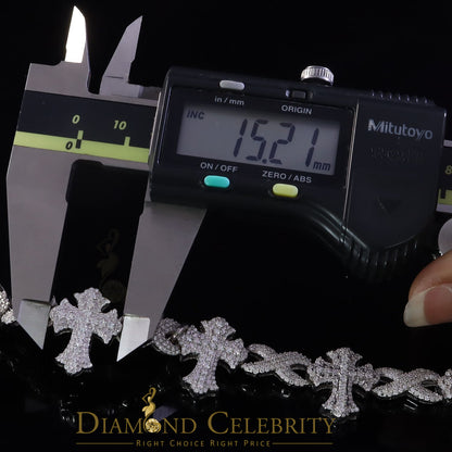 Diamondcelebritees  925 D'Moissanite Silver 8.00CT White Victoria Cross Infinity Bracelet Men/Women