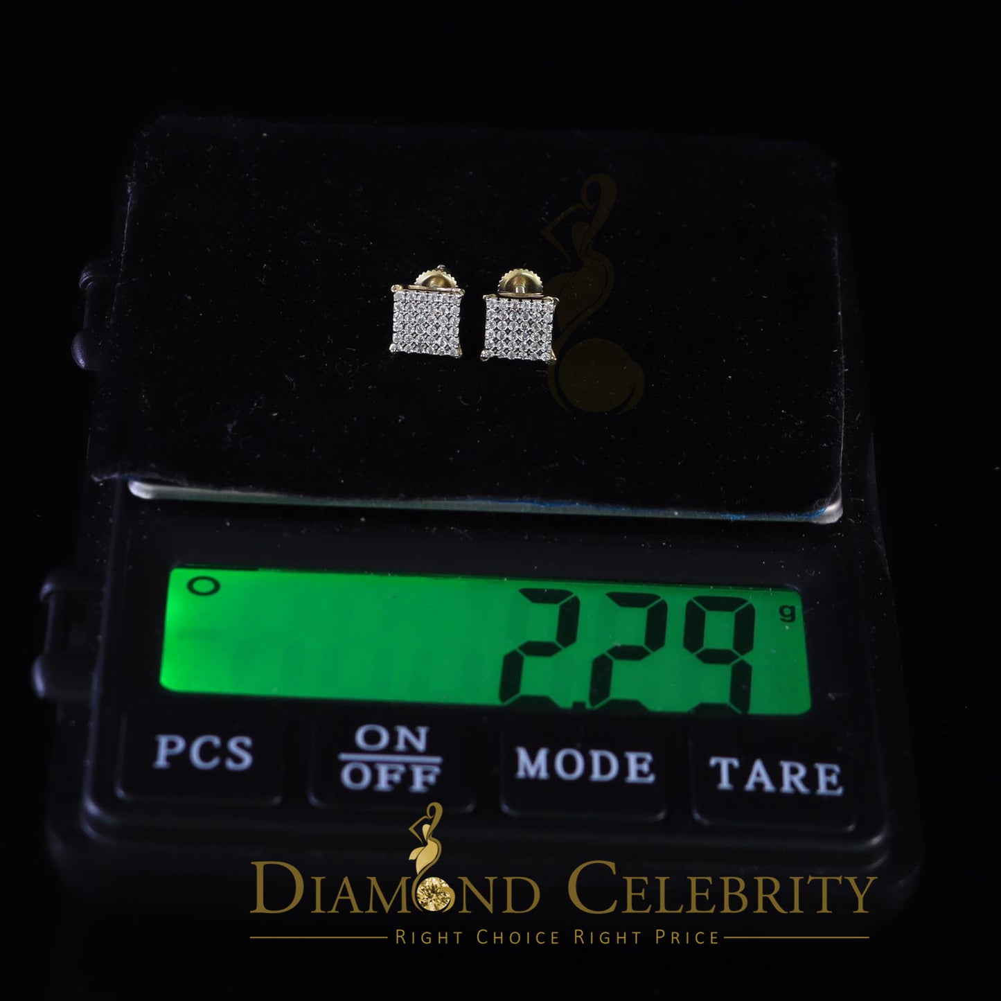 DiamondCelebritees  925 Sterling Yellow Silver 0.72ct Cubic Zirconia Square Womens Stud Earrings