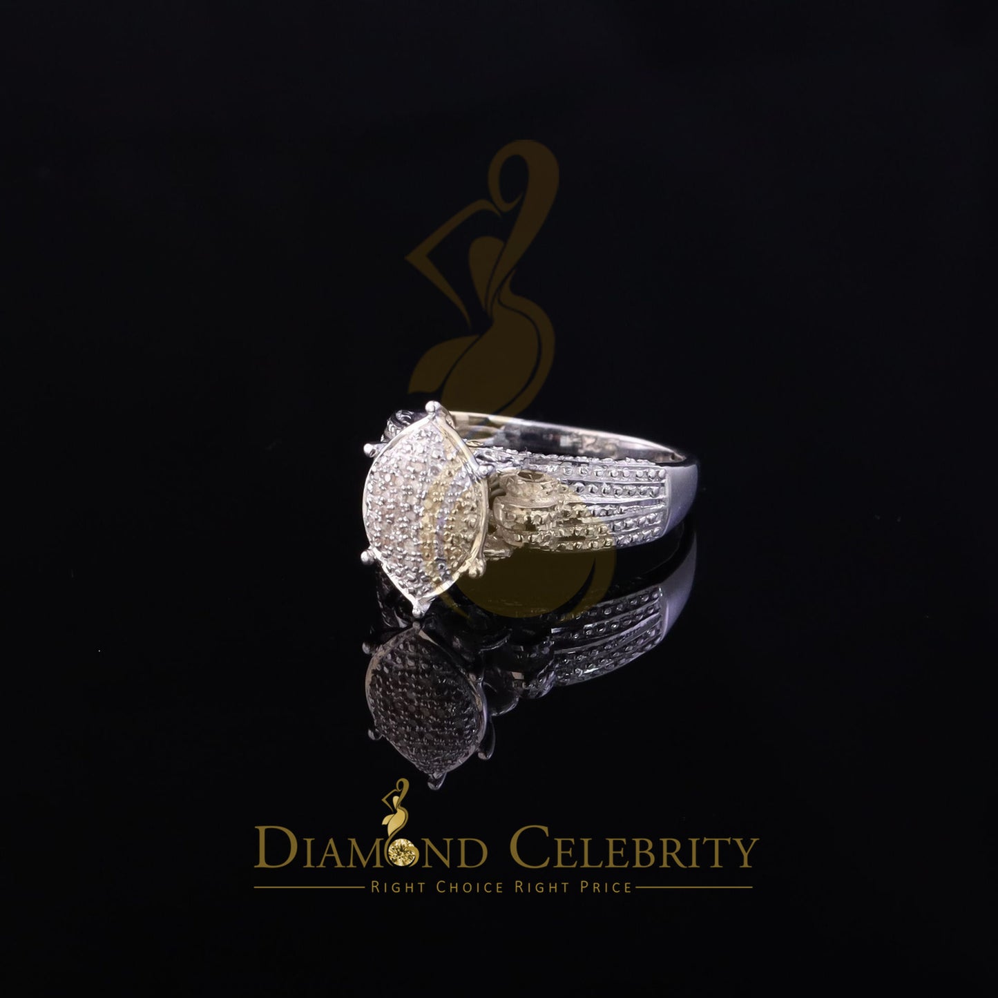 DiamondCelebritees 0.10CT Diamond 925 Sterling White Silver Engagement Marquise Womens Ring Sz 8