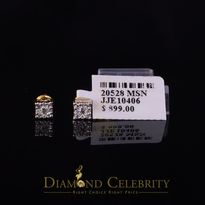DiamondCelebritees 10k Real Yellow Gold 0.25ct VVS 'D' Color Real Moissanite Stud Square Earrings