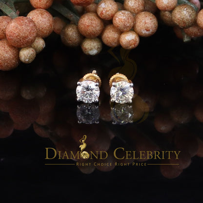 DiamondCelebritees Round 0.50ct VVS 'D' Moissanite Men's/Womens 925 Silver Yellow Stud Earrings