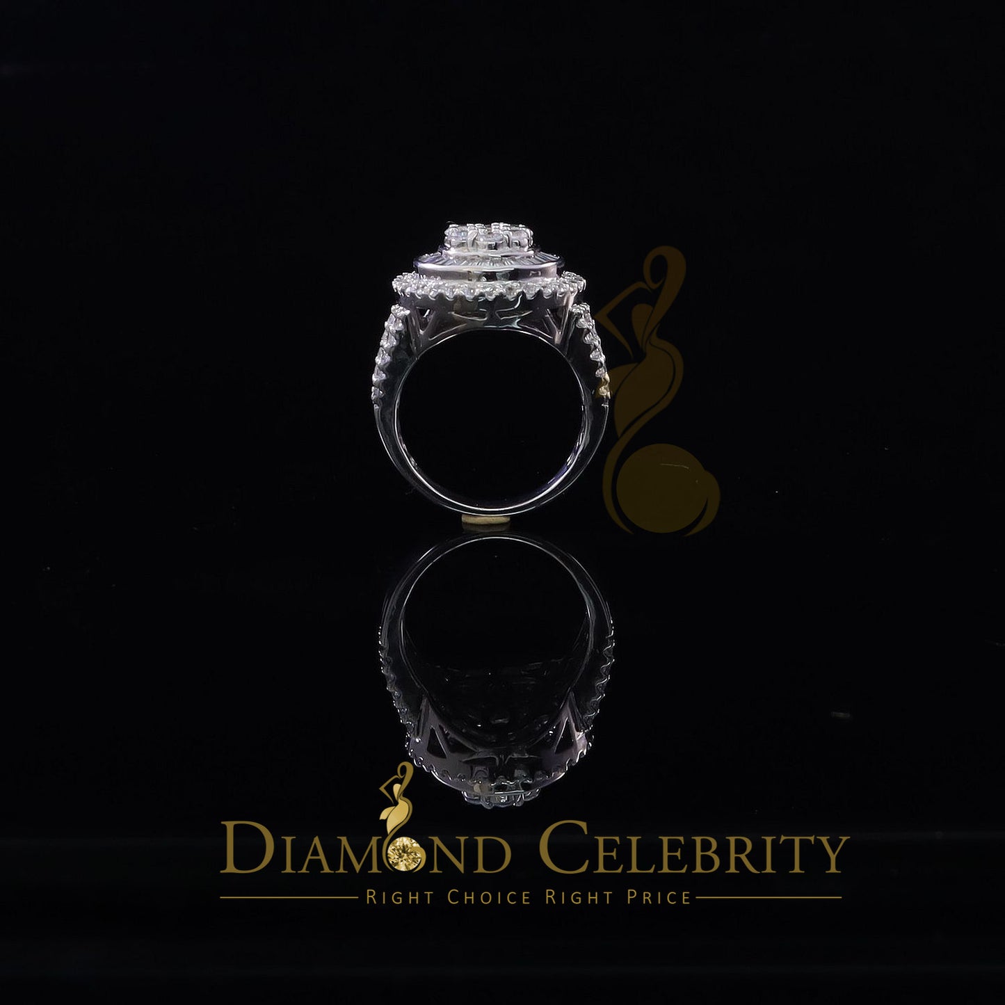 DiamondCelebritees White 925 Silver Rhodium Plated 6.48ct Cubic Zirconia Cocktail Womens Ring SZ 9