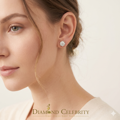 DiamondCelebritees  Yellow 925 Silver Cubic 0.14ct Zirconia Women's & Men's Hip Hop Flower Earrings