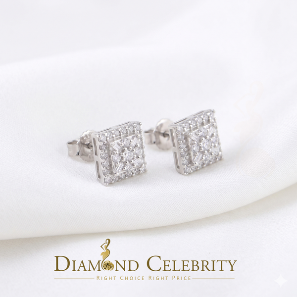 DiamondCelebritees  925 White Sterling Silver 0.74ct Cubic Zirconia Square Women's Stud Earrings