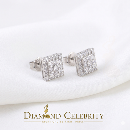 DiamondCelebritees  925 White Sterling Silver 0.74ct Cubic Zirconia Square Women's Stud Earrings
