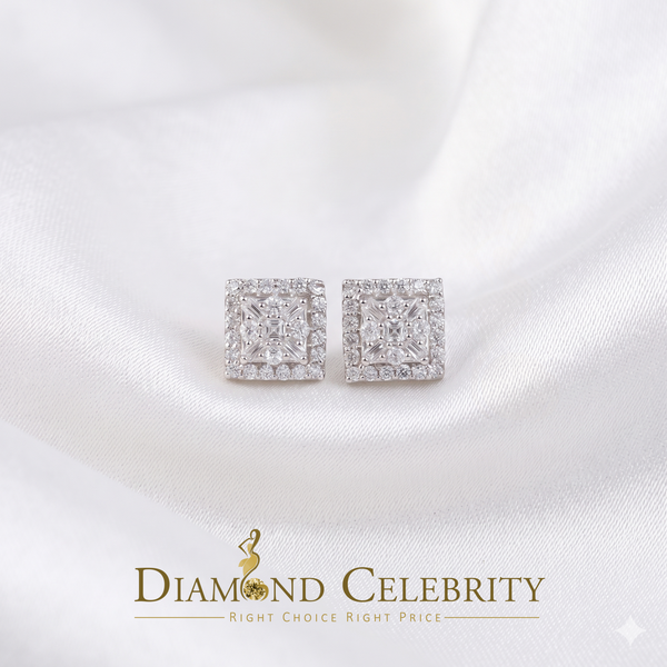 DiamondCelebritees  925 Yellow Starling Silver 0.74ct Cubic Zirconia Square Women's / Men's Earrings