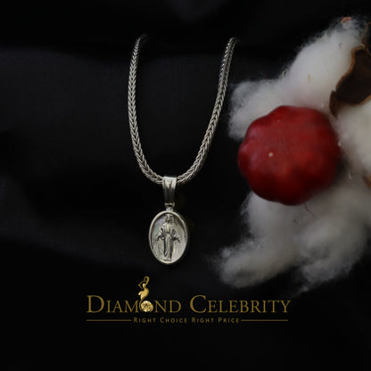 DiamondCelebritees 925 Sterling Silver Double Side Oval Jesus Men's/Women's Pendant White Religious