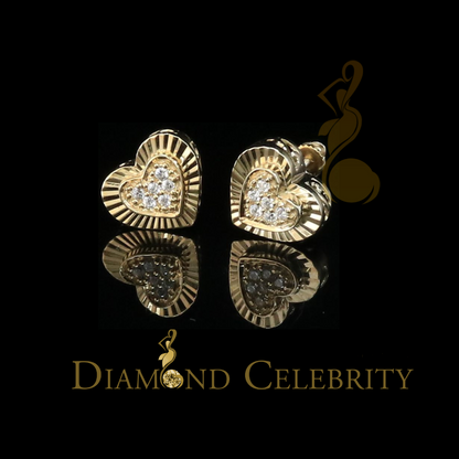 925 Sterling Yellow Silver 1.36ct Cubic Zirconia Heart Women's Stud Earrings