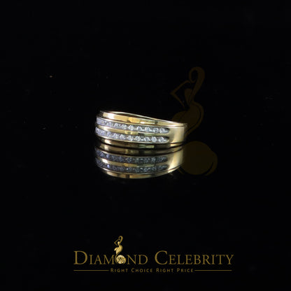 DiamondCelebritees Men's 0.50ct Cubic Zirconia Yellow 925 Sterling Silver Round Ring Size 10
