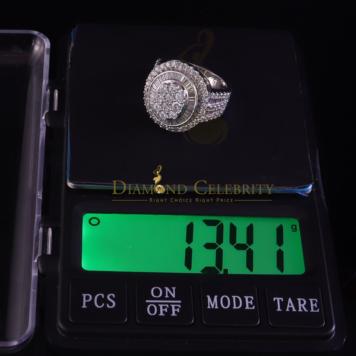 DiamondCelebritees White 925 Silver Rhodium Plated 6.48ct Cubic Zirconia Cocktail Womens Ring SZ 9