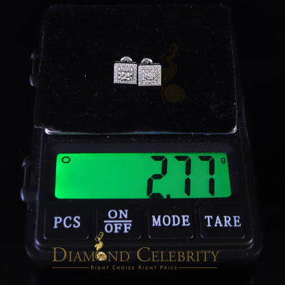 Diamondcelebritees 1.00ct Moissanite White 925 Sterling Silver Women's Square Shape Nugget Earrings