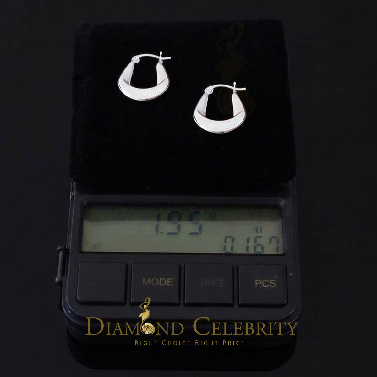 925 Silver Wide Sunburst Ribbed Scalloped Polished U shaped 17mm Hoop Earrings