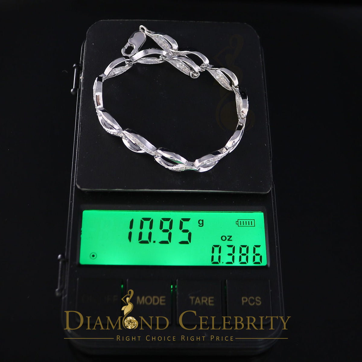 Diamondcelebritees 0.20CT Real Diamond 925 Sterling Silver White Fancy Bracelet Size 7 Inches