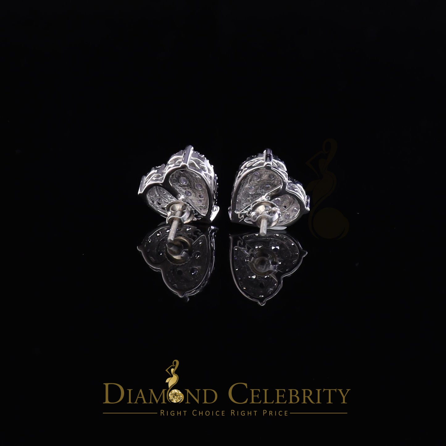 DiamondCelebritees  925 White Sterling Silver 2.68ct Cubic Zirconia Heart Women's Stud Earrings
