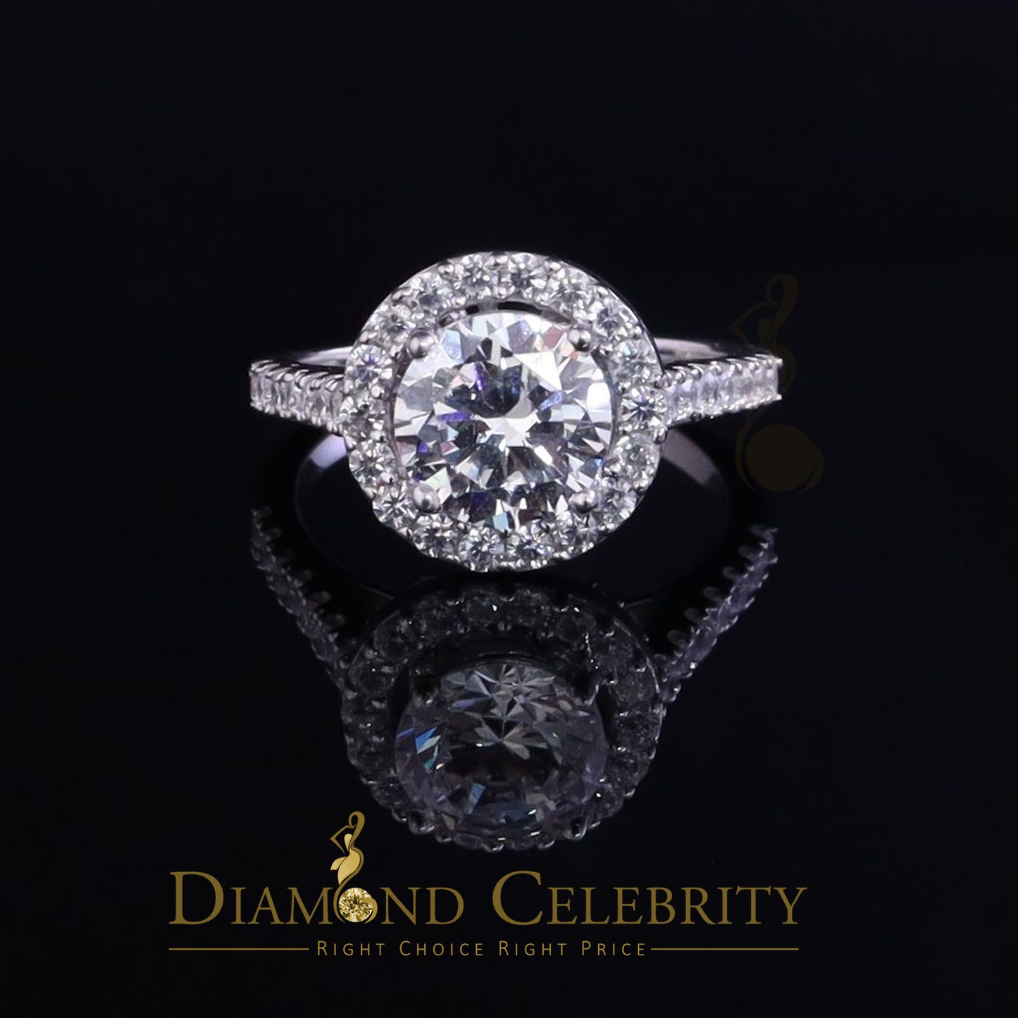 DiamondCelebritees 4.50ct Cubic Zirconia 925 White Silver Round Engagement Women's Ring Size 7