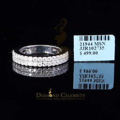 DiamondCelebritees Men's 1.50ct VVS D Silver White Moissanite 2 Row Wedding Band 925 Ring Size 10