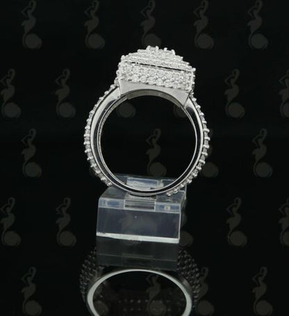 DiamondCelebritees 925 Silver White 8.50ct Cubic Zirconia Wide Square Womens Engagement Ring SZ 7.5