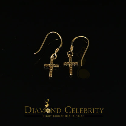 DiamondCelebritees  Yellow 925 Silver 0.27ct Cubic Zirconia Men's & Women's Dangling Cross Earrings