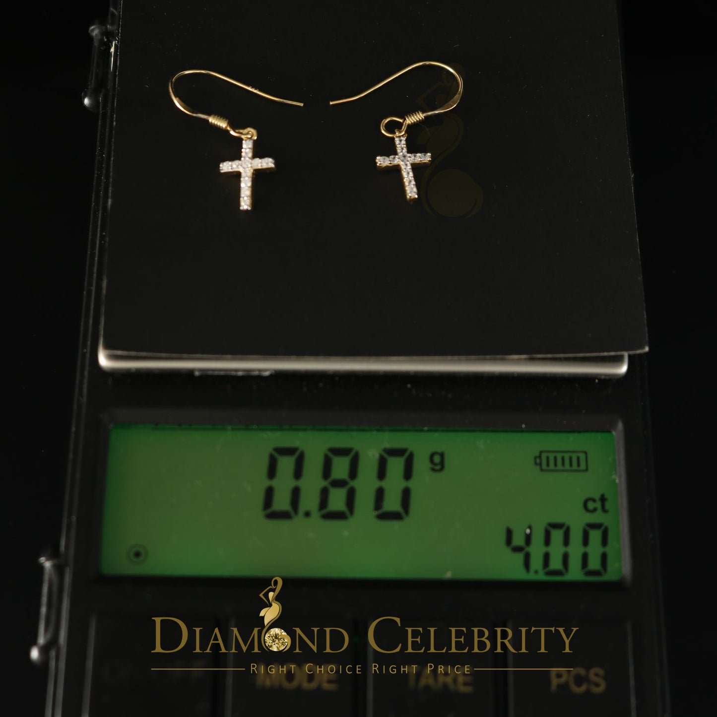 DiamondCelebritees  Yellow 925 Silver 0.27ct Cubic Zirconia Men's & Women's Dangling Cross Earrings