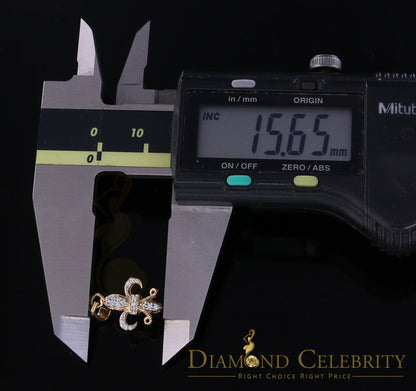 DiamondCelebritees Promise Yellow Sterling Silver Fleur de Lis Pendant with 0.17ct Cubic Zirconia
