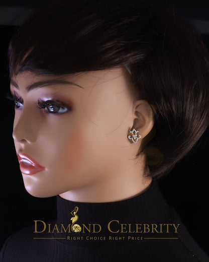 DiamondCelebritees  925 Yellow Silver 0.60ct Cubic Zirconia Fleur de Lis Screw Back Women's Earrings