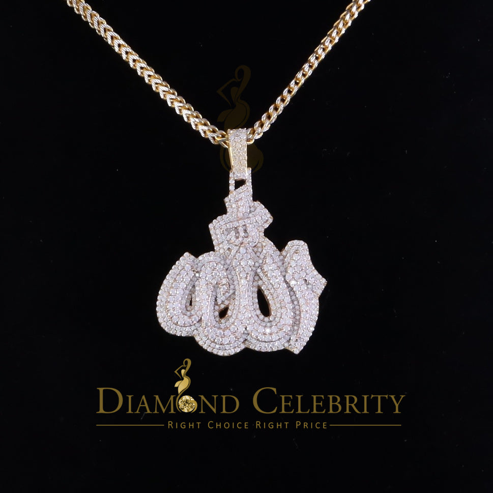 Diamondcelebritees 925 Allah Religious Yellow Silver Pendant 4.00ct VVS 'D Moissanite Men & Women