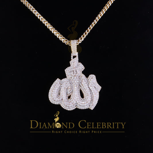 Diamondcelebritees 925 Allah Religious Yellow Silver Pendant 4.00ct VVS 'D Moissanite Men & Women
