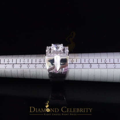 DiamondCelebritees 4.50ct Cubic Zirconia White 925 Silver Men's Adjustable Ring SZ From 9 to 11