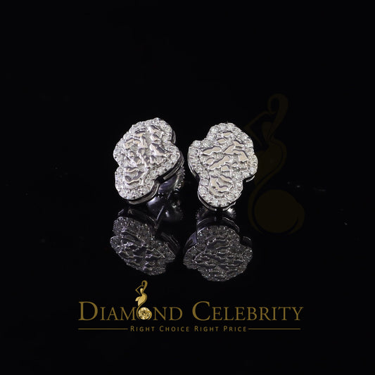 Diamondcelebritees 1.50ct Moissanite White 925 Sterling Silver Women's Nugget Earrings