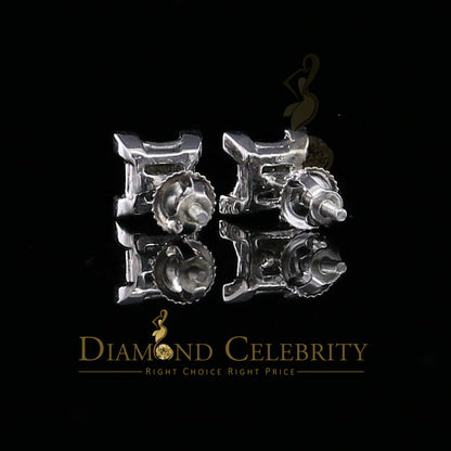 DiamondCelebritees 925 Sterling Silver White Real 0.15ct Diamond Men's & Women's Square Earrings