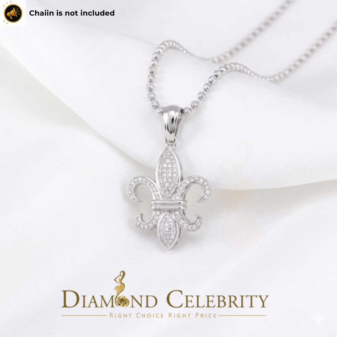DiamondCelebritees White 925 Fleur de Lis Shape Sterling Silver Pendant with 0.50ct Cubic Zirconia