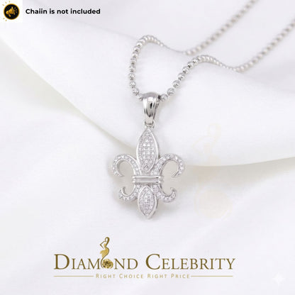 DiamondCelebritees White 925 Fleur de Lis Shape Sterling Silver Pendant with 0.50ct Cubic Zirconia