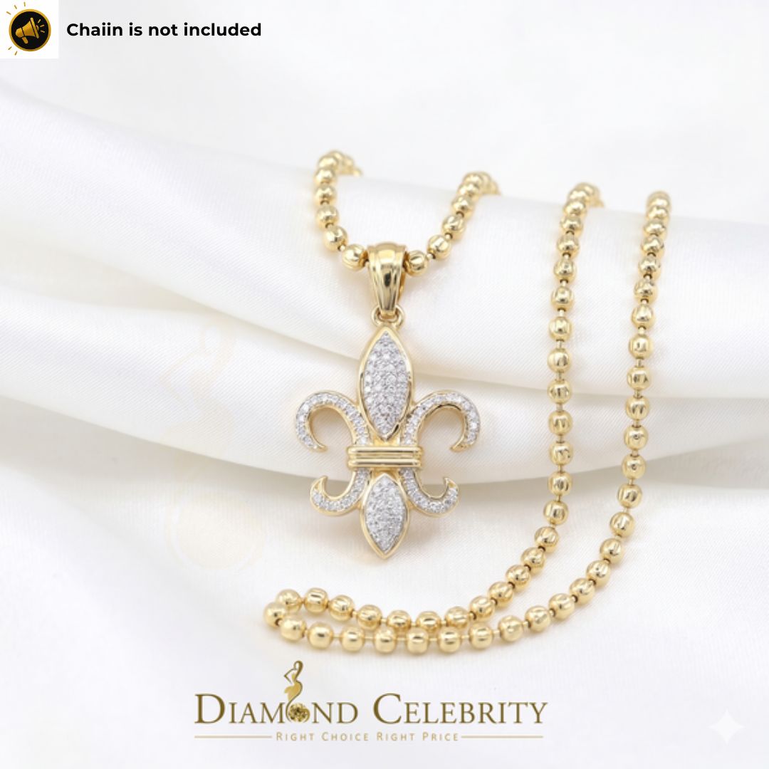 DiamondCelebritees Promise Yellow 925 Sterling Silver Fleur de Lis Pendant 0.50ct Cubic Zirconia