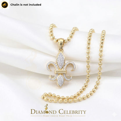 DiamondCelebritees Promise Yellow 925 Sterling Silver Fleur de Lis Pendant 0.50ct Cubic Zirconia