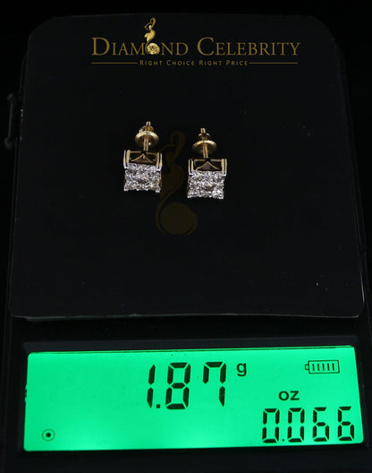 DiamondCelebritees 10K Real Yellow Gold Real Diamond 0.75CT Men's/Women's Stud Square Earring