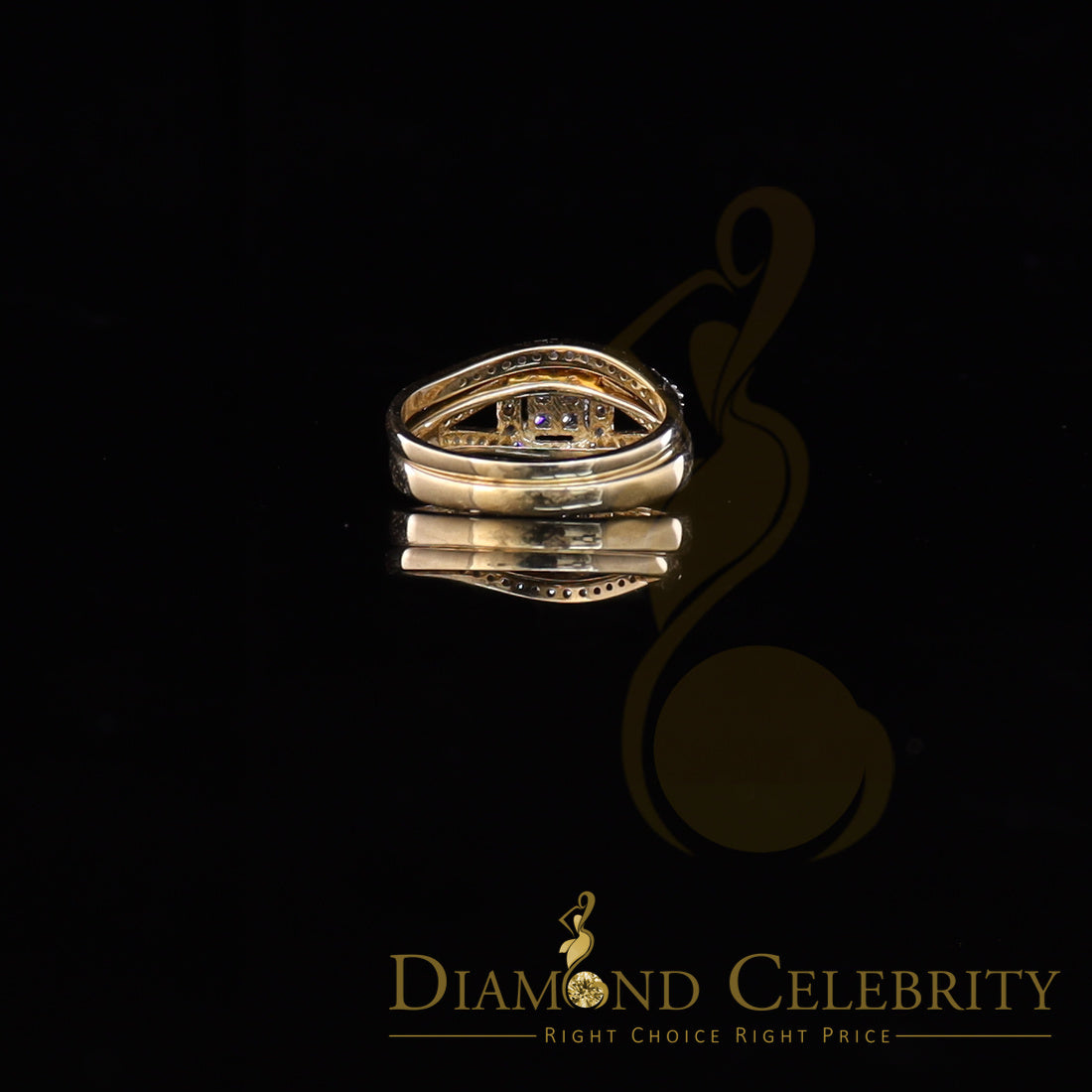 DiamondCelebritees 925 Sterling Yellow Silver Square 1.50ct Cubic Zirconia Womens Ring Size - 9