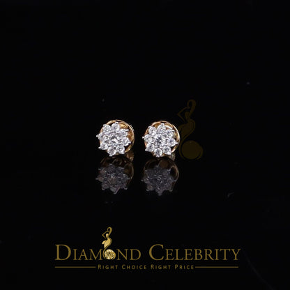 DiamondCelebritees  Yellow 925 Silver Cubic 0.14ct Zirconia Women's & Men's Hip Hop Flower Earrings
